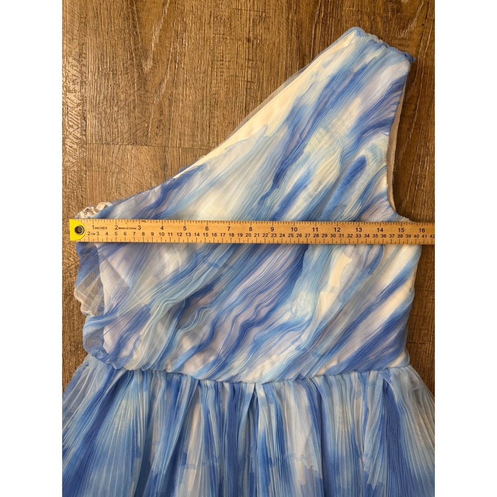 Hutch One Shoulderβ Bubble Mini Dress Blue White Abstract Print Size 10 EUC - Picture 3 of 8